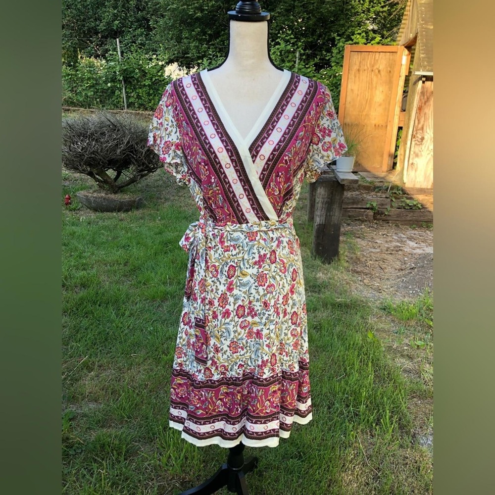Bohemian Short Sleeve Wrap Dress